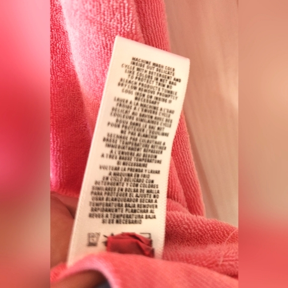 Y2K JUICY COUTURE Terry Cloth Salmon Pink Hood PLUNGE Dingleballs Mini Dress P/S - Picture 8 of 12